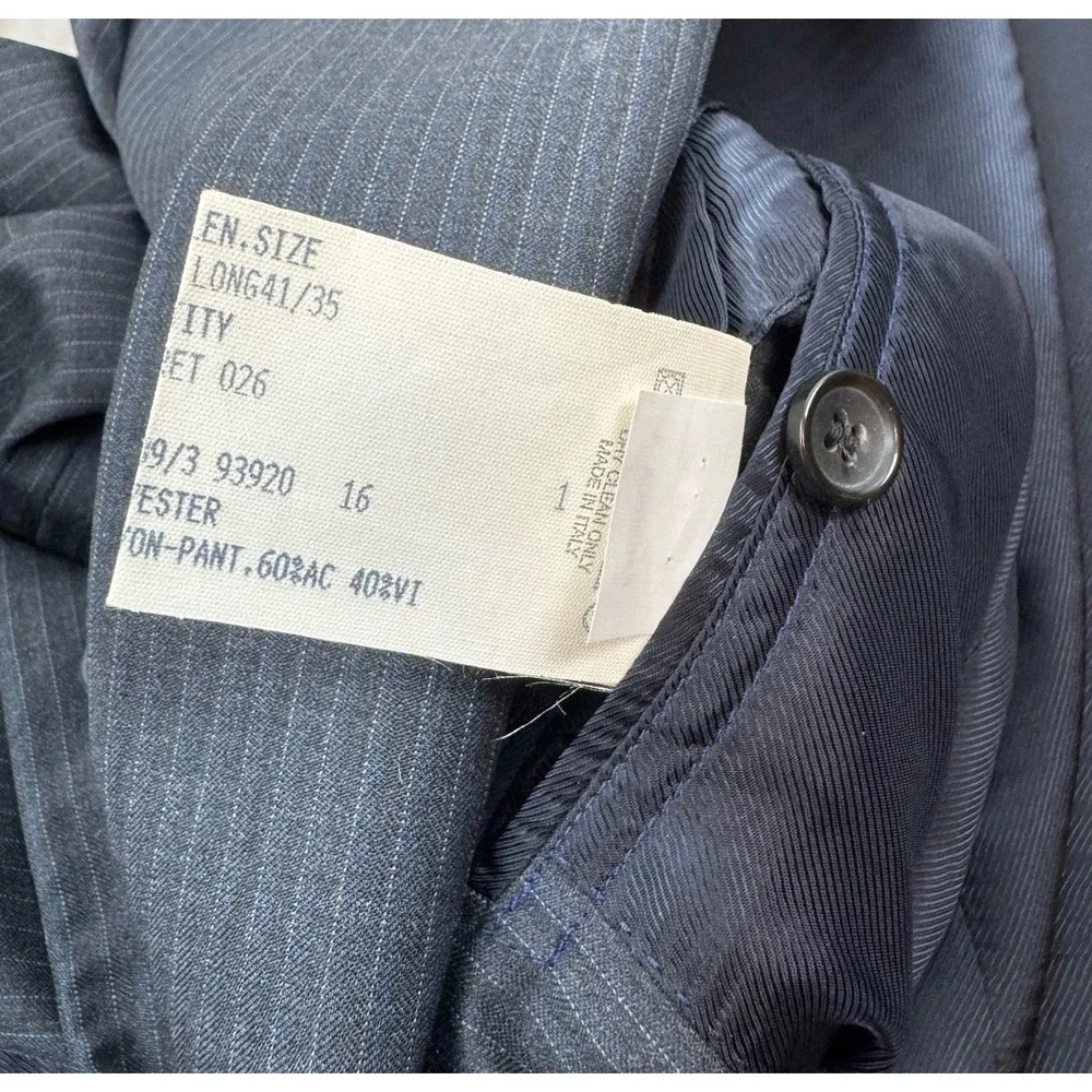 Brooks Brothers Suit Jacket Men 41L Blue Pinstripe 1818 Fitzgerald Italy Wool